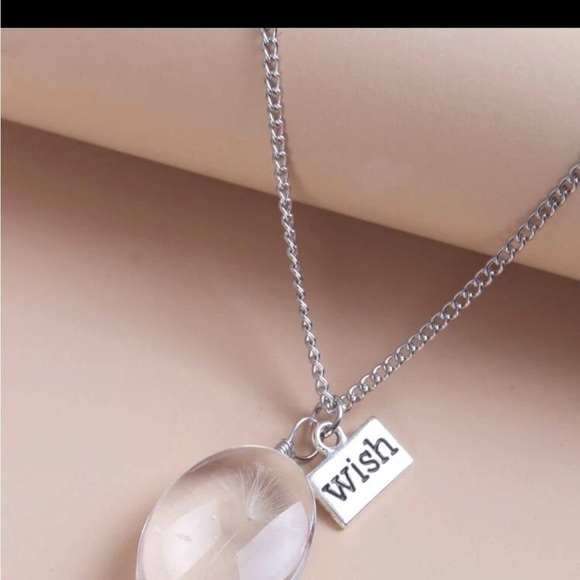Dandelion Clear Pendant Wish Silver Necklace - Picture 3 of 8
